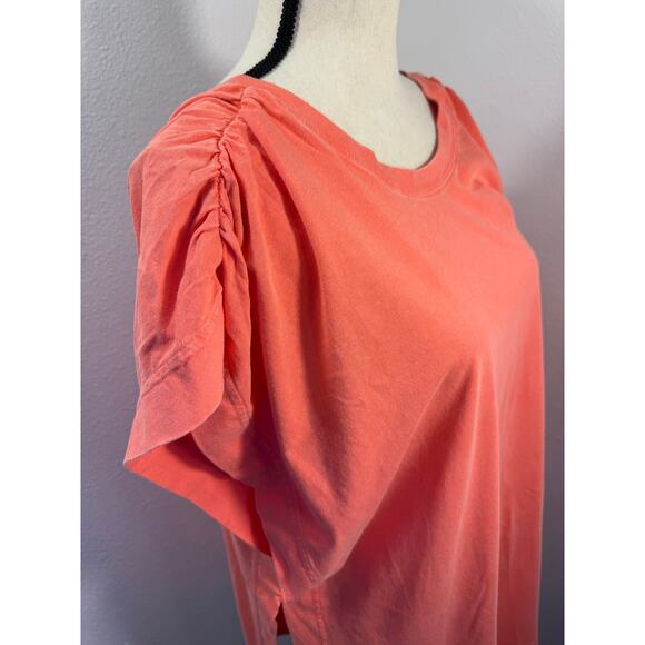 Free People Movement Arabesque Tee Long Peach Orange Tunic Tshirt Top S - Picture 3 of 10